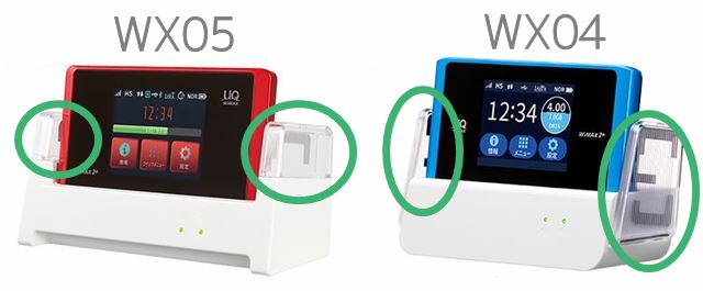 WX05とWX04クレードルのWウイングアンテナ