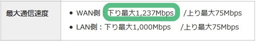 L02最速1237Mbps対応スペック表