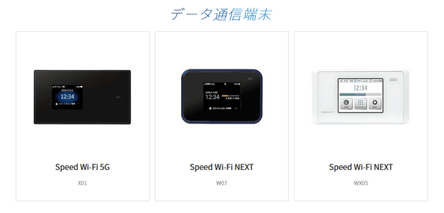 KDDI WiMAXの端末ラインナップ