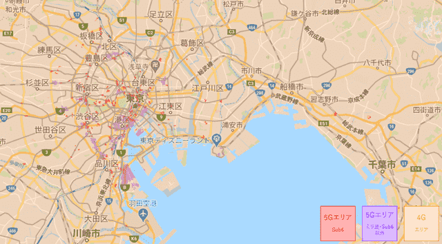 東京のWiMAX5G対応エリアマップ