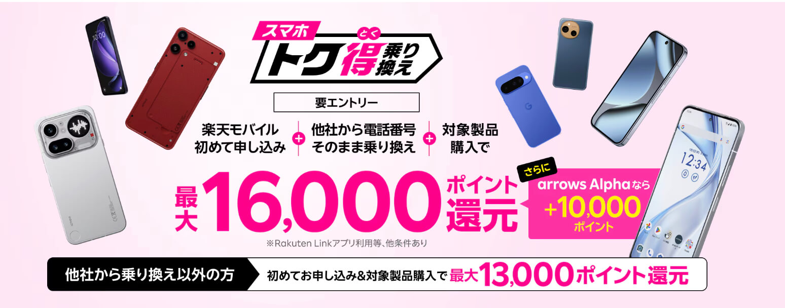 楽天モバイルキャンペーン_トク得乗り換え