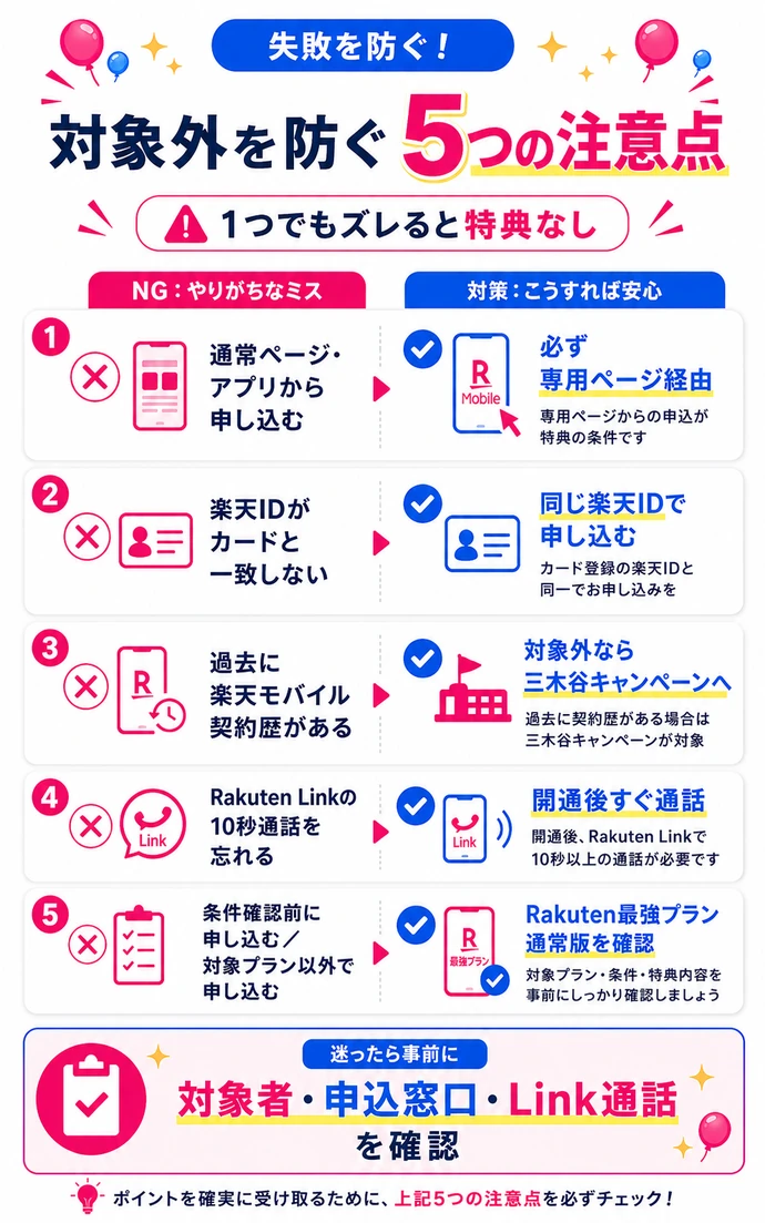 失敗を防ぐ!楽天マジ得フェスティバルで対象外となる5つの注意点と対策