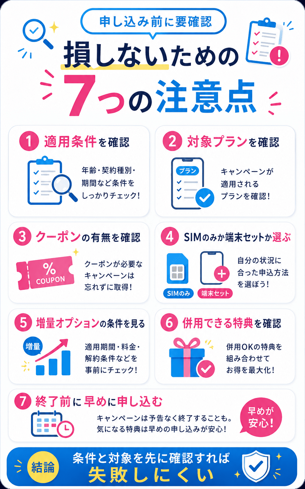 UQモバイルのキャンペーンで損しないための7つの注意点