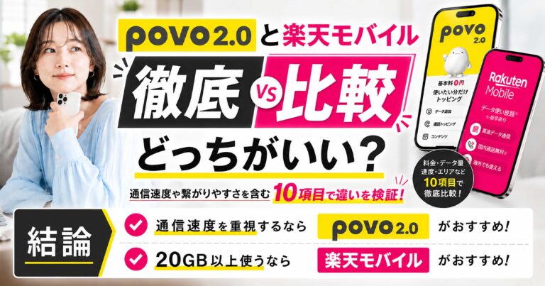【10個比較】ahamoと楽天モバイルはどっちがいい？通信速度の速さ＆料金の安さなど違いを徹底検証