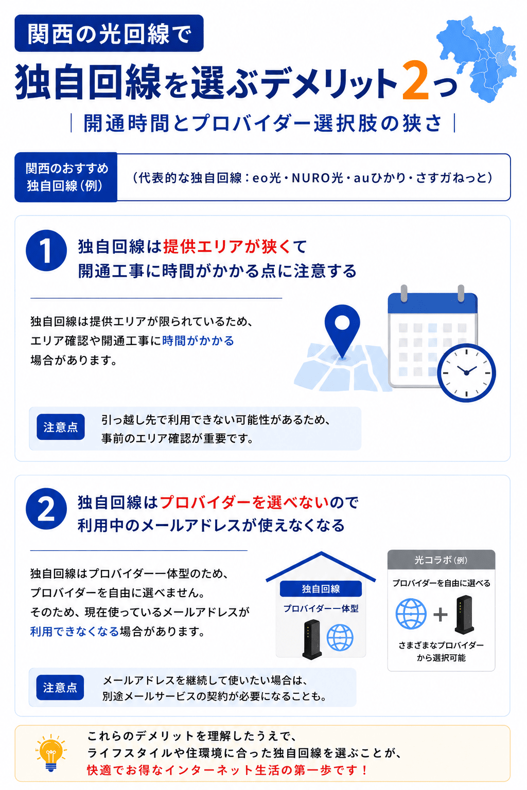 関西の光回線で独自回線を選ぶデメリット2つ
