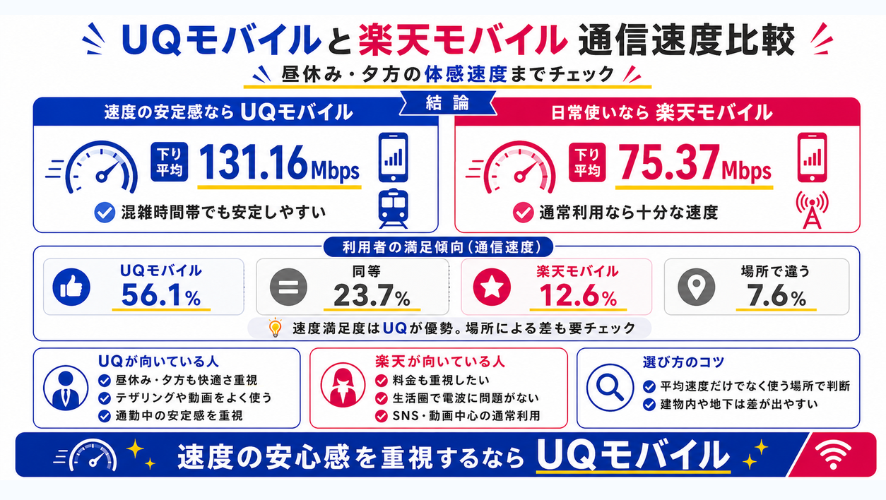 通信速度重視ならUQモバイルを選ぶ理由を示す図解