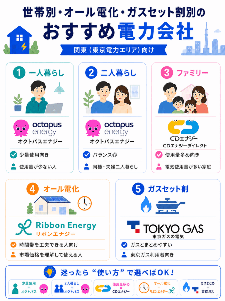 関東の電力会社おすすめランキング15選2026年6月｜東京電力エリアで