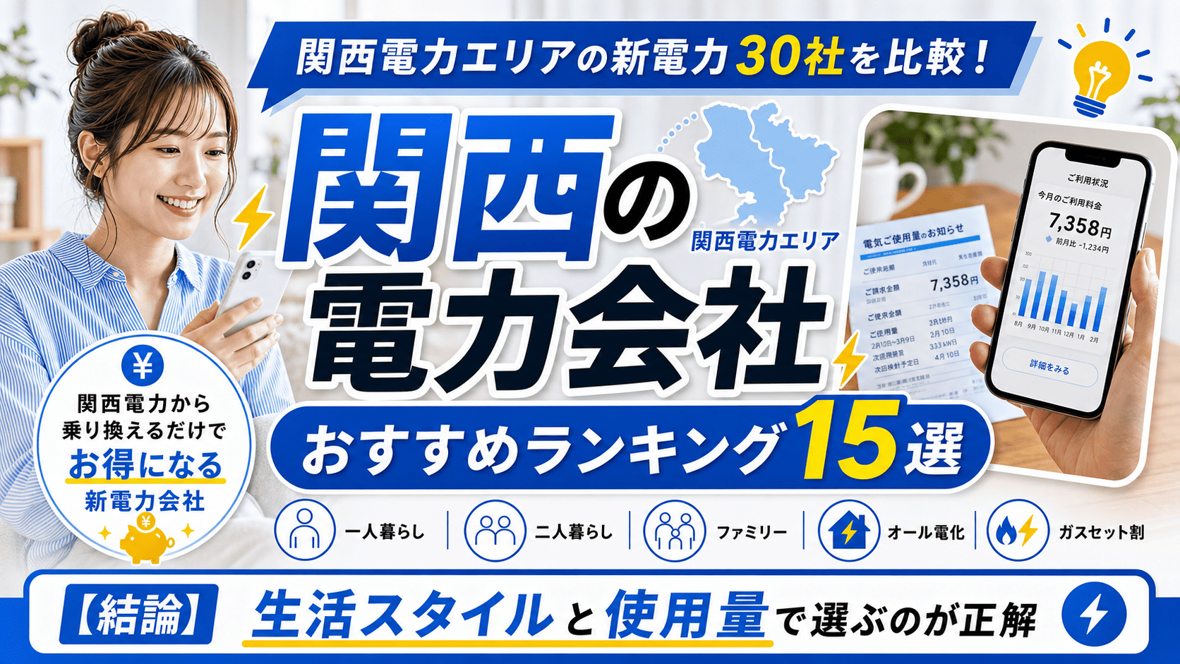 関西の電力会社おすすめランキング15選2026年6月｜電気料金が安い新