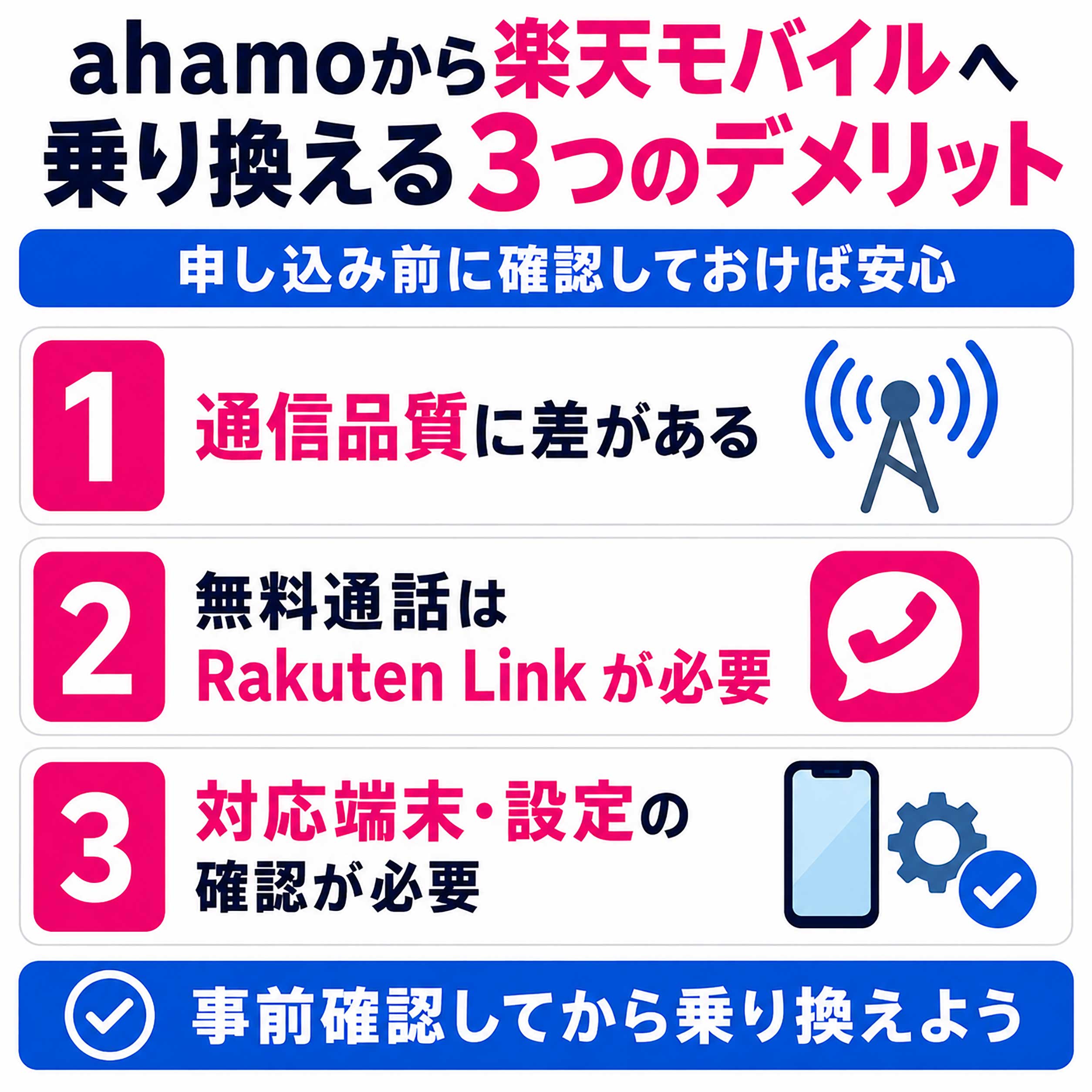 ahamoから楽天モバイルへ乗り換える3つのデメリット
