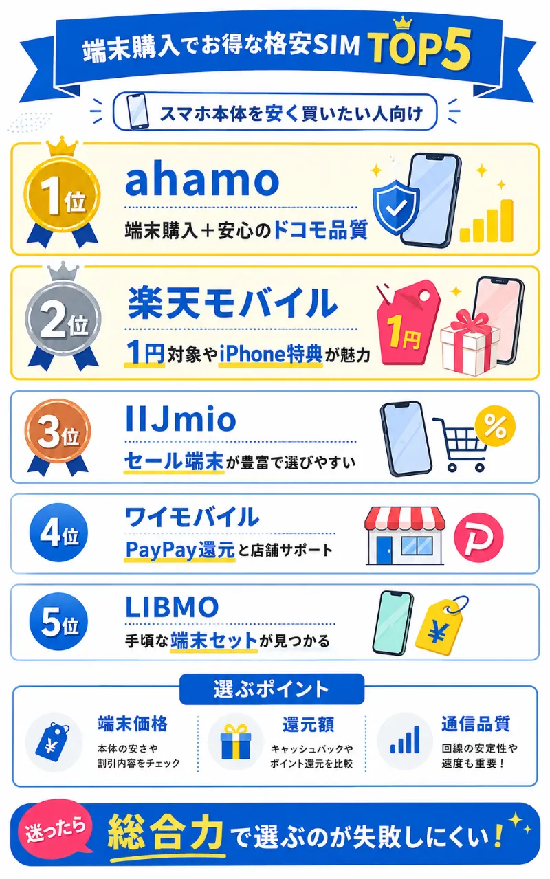 端末購入でお得な格安SIMキャンペーン